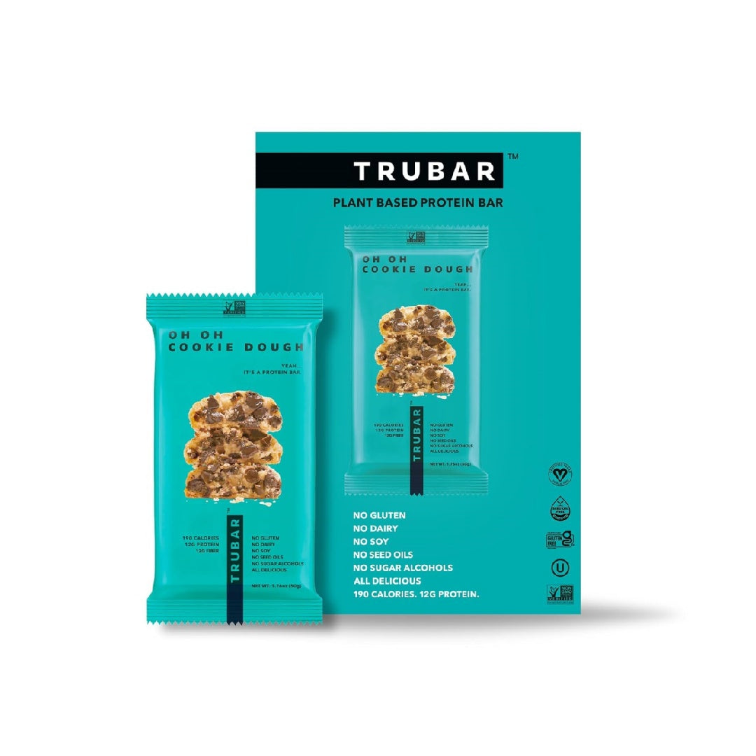 TRUBAR Vegan Protein Bars, Mint Chips, 12g Lean Protein, Healthy Snack Bars, 12 Count