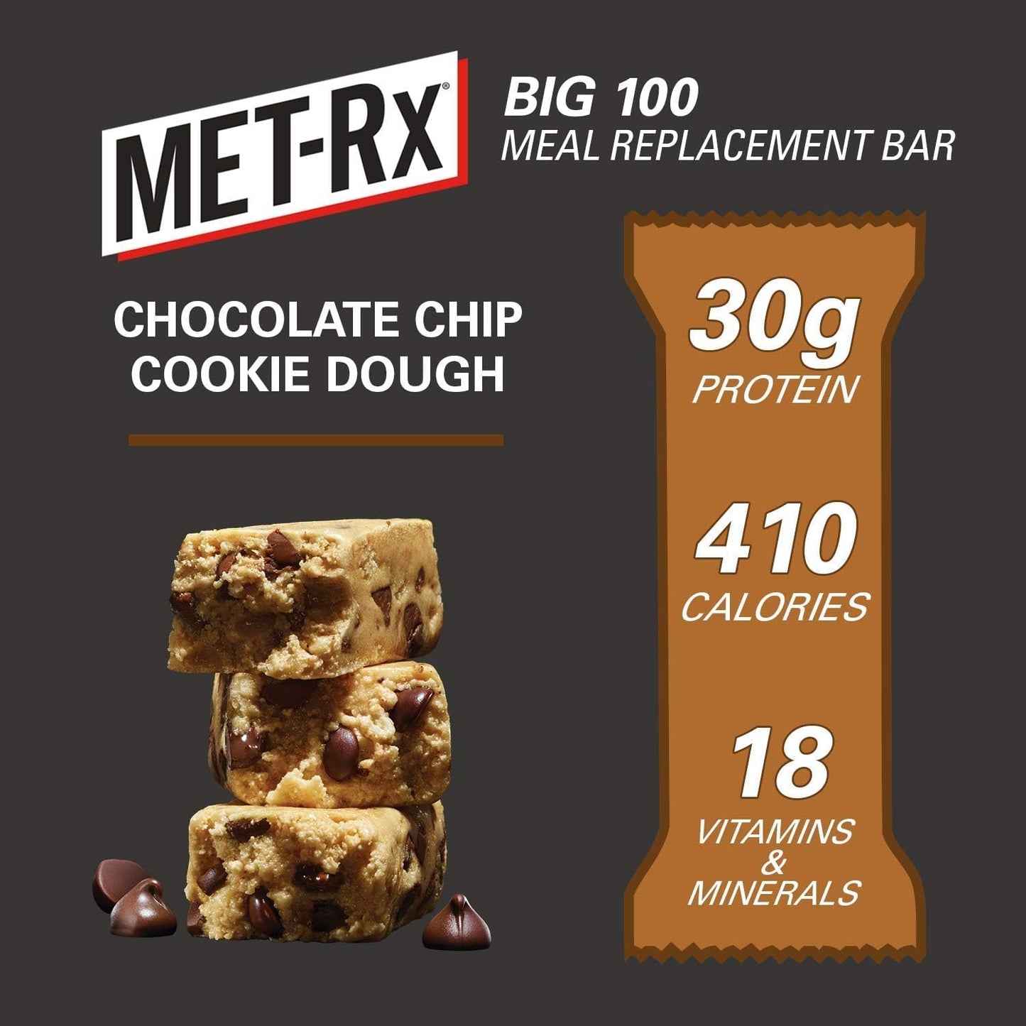 MET-Rx Big 100 Protein Bars, 9 Bars (1 Pack)