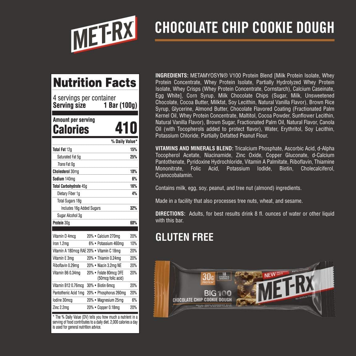 MET-Rx Big 100 Protein Bars, 9 Bars (1 Pack)