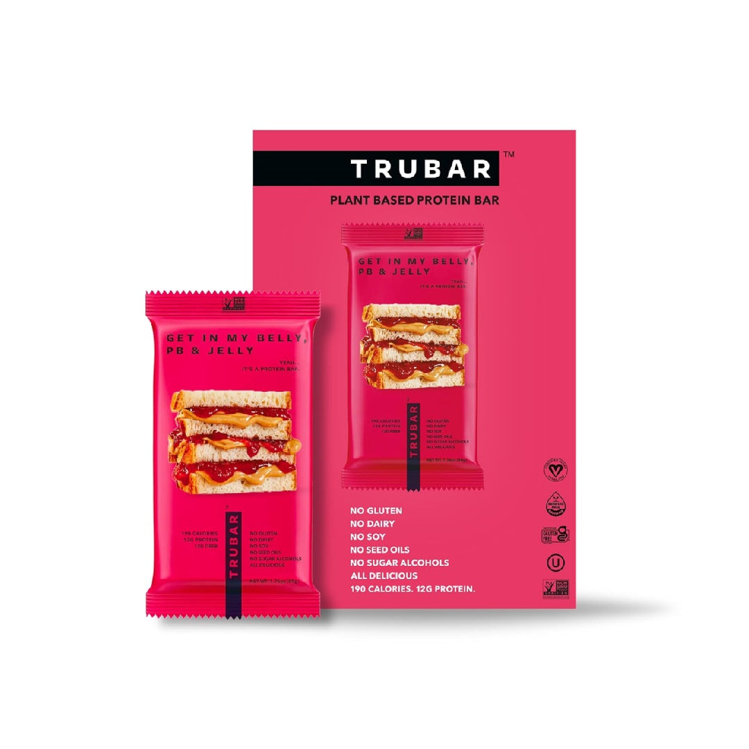 TRUBAR Vegan Protein Bars, Mint Chips, 12g Lean Protein, Healthy Snack Bars, 12 Count