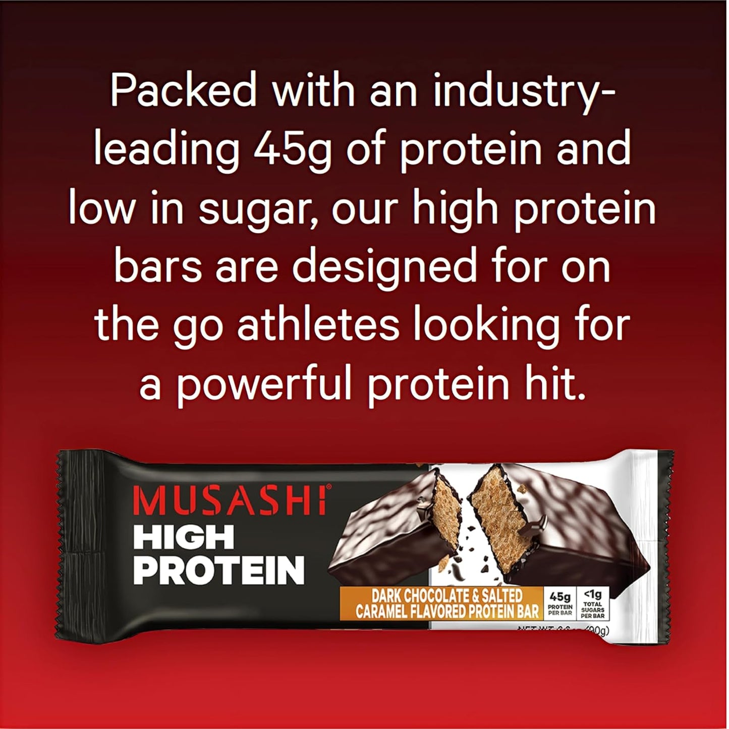 MUSASHI High Protein Bars, 12 Pack, 3.2 oz (90 g)