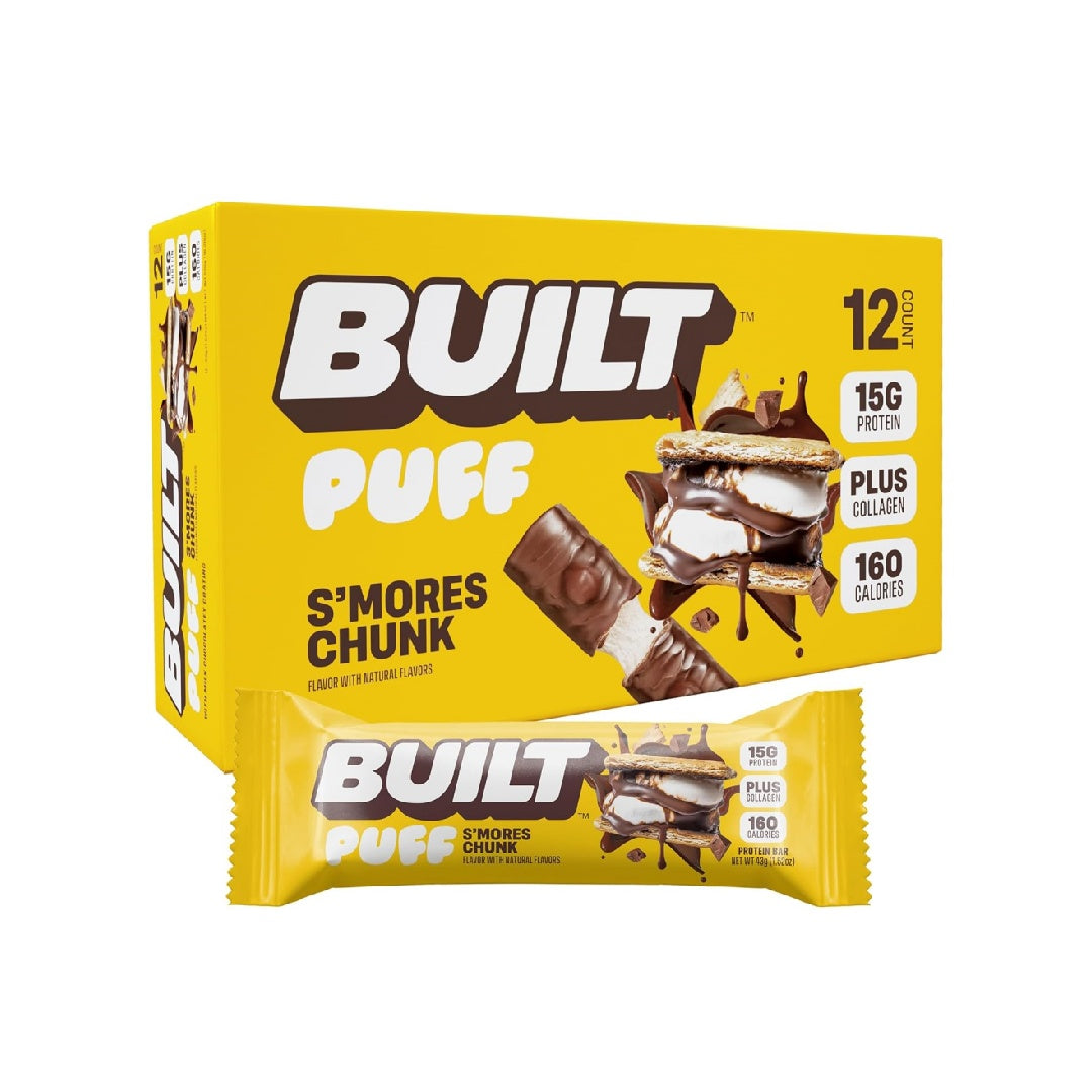Built Bar, Puff Protein Bars, Strawberry Cream Puff, Collagen, Gluten-Free, 12 Bars