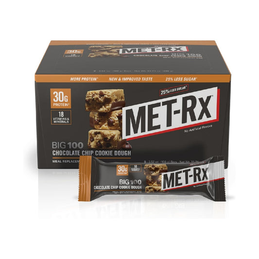 MET-Rx Big 100 Protein Bars, 9 Bars (1 Pack)