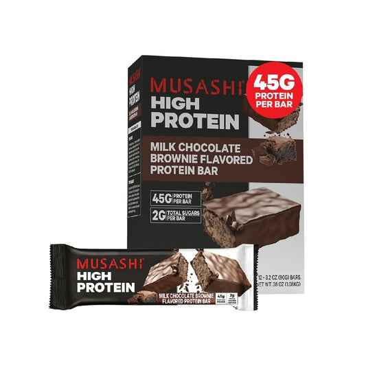 MUSASHI High Protein Bars, 12 Pack, 3.2 oz (90 g)