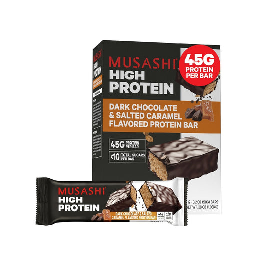 MUSASHI High Protein Bars, 12 Pack, 3.2 oz (90 g)