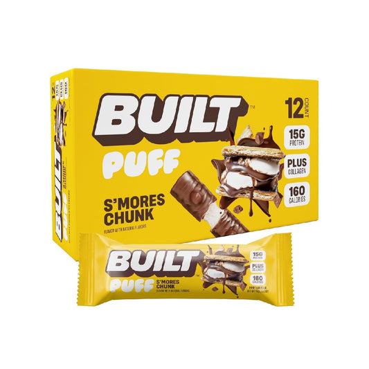 Built Bar, Puff Protein Bars, Strawberry Cream Puff, Collagen, Gluten-Free, 12 Bars