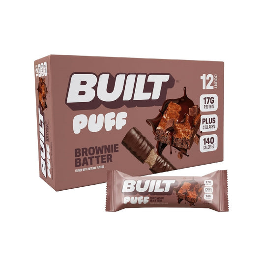 Built Bar, Puff Protein Bars, Strawberry Cream Puff, Collagen, Gluten-Free, 12 Bars
